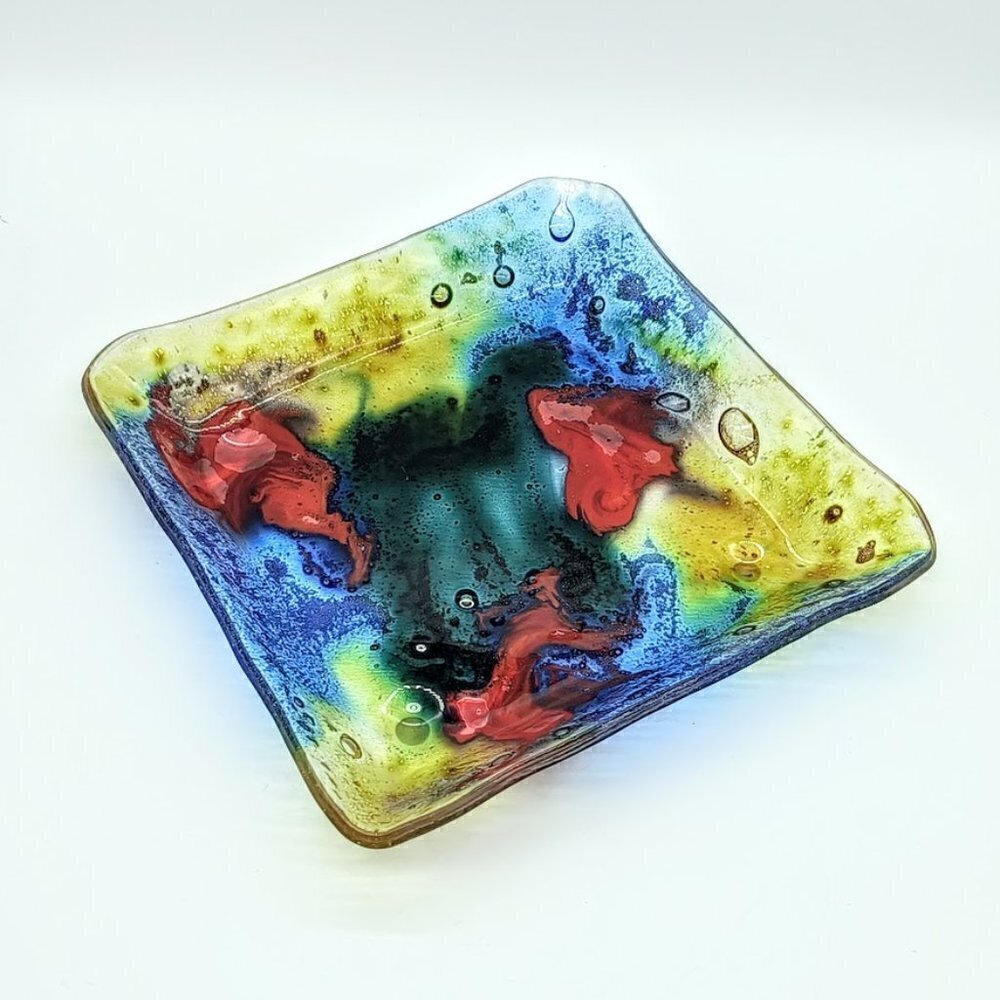 Square Fused Art Glass Dish